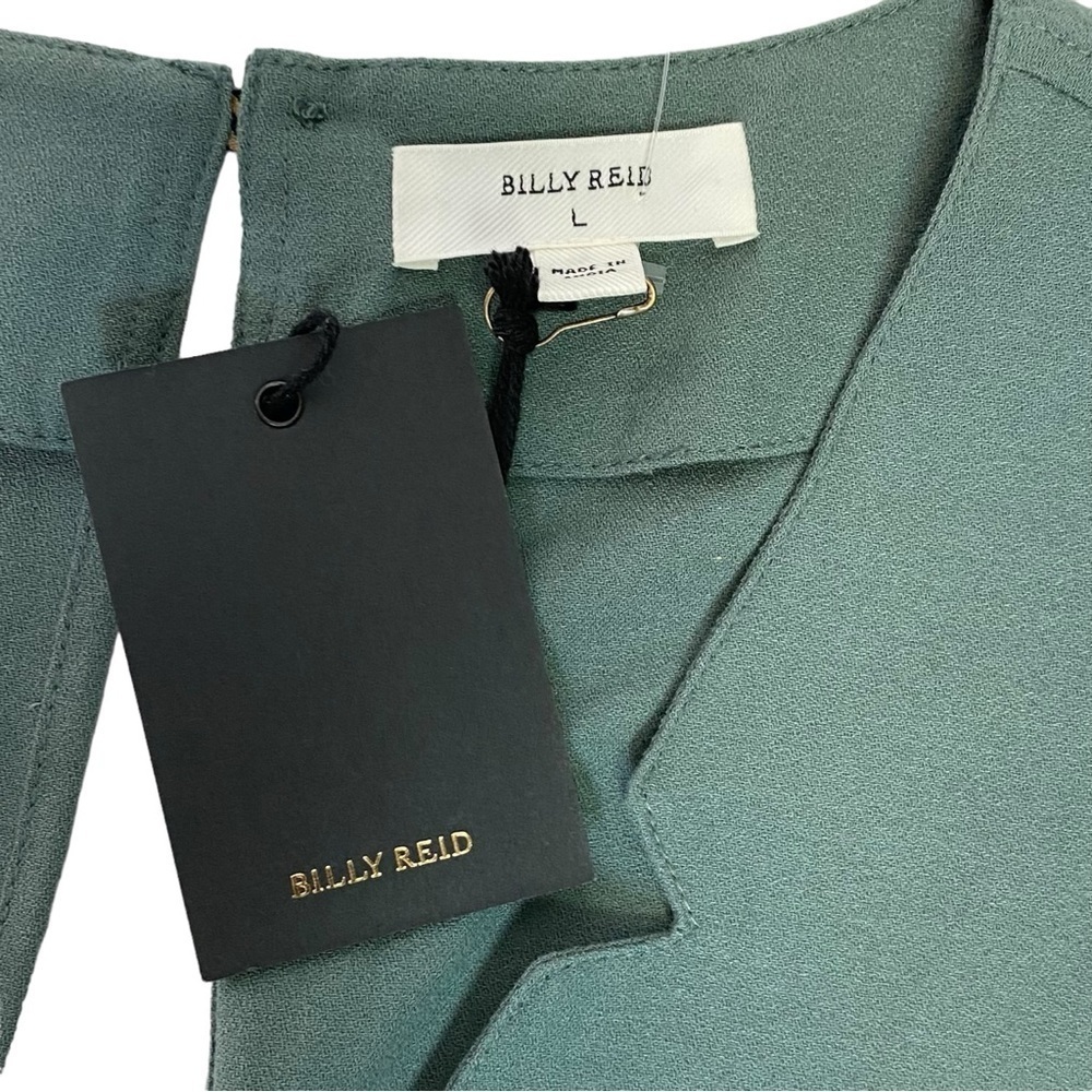 Billy Reid Long Sleeve V-Neck Jumpsuit in Forest Green - Picture 6 of 14
